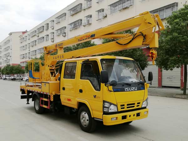五十铃100p/600p双排座黄牌高空作业车（14-16米折臂）